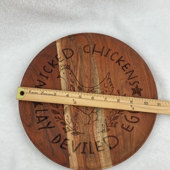 Troublemakers Carved Wooden Platter “Wicked Chickens Lay Deviled Eggs 11” - Picture 8 of 10